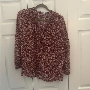 Elegant Burgundy Floral Women's Blouse